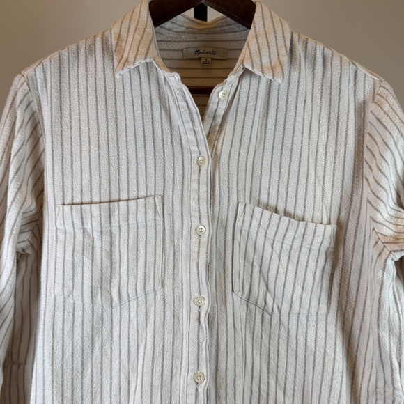 Madewell Striped Flannel Sunday Shirt with Hand-Warming Pockets - Size S - Picture 3 of 7
